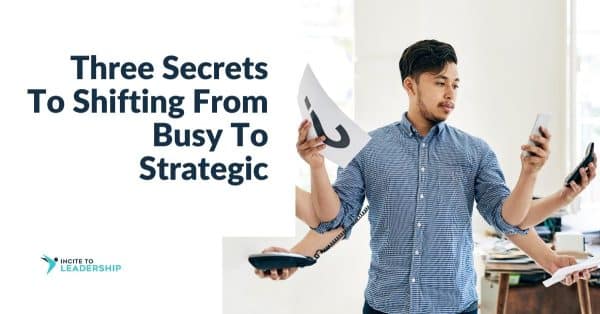 For this article by Jo Ilfeld, Executive Leadership Coach on being busy, the image shows a man with several arms holding items from a telephone to writing pad to calculator.