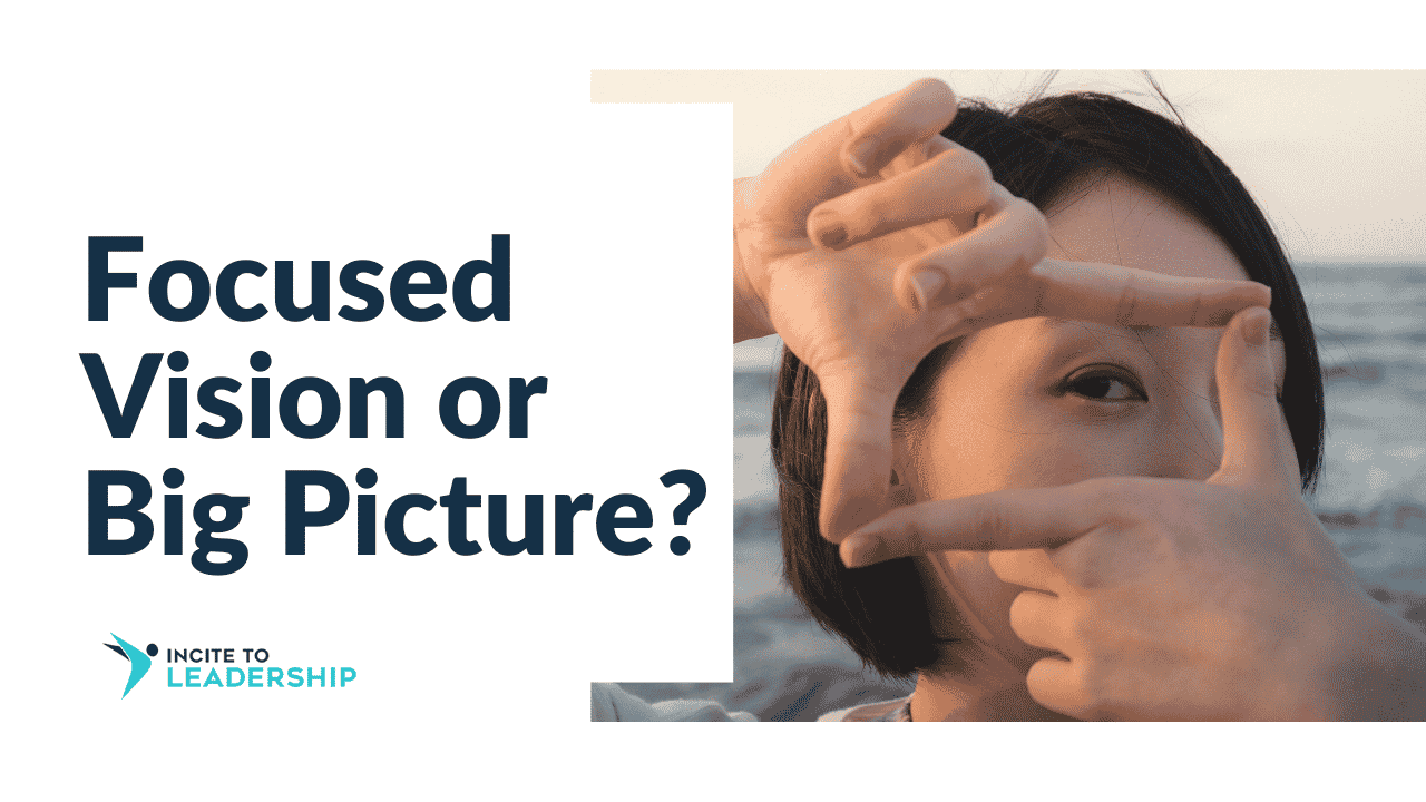 For this article by Jo Ilfeld, Executive Leadership Coach on big-picture thinking, the image shows a woman creating a square frame with her fingers to look through.