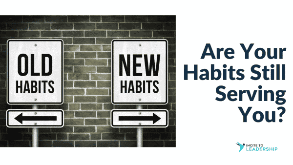 For this article by Jo Ilfeld, Executive Leadership Coach on habits, the image shows two signs, one saying good habits and the other bad habits, with arrows pointing in different directions.