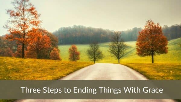 For this article by Jo Ilfeld, Executive Leadership Coach on ending things with grace, the image shows a fall landscape with a winding road leading into the horizon.