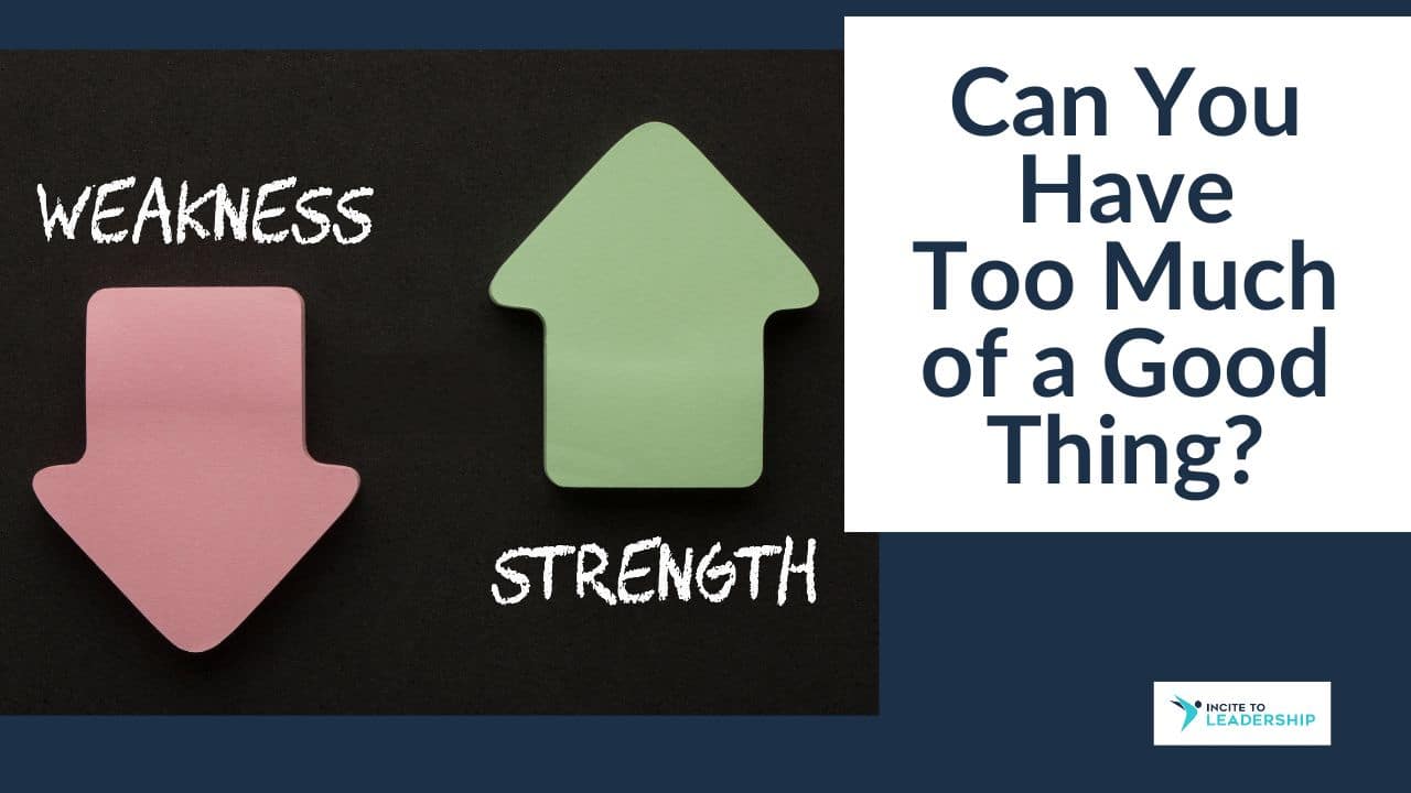 For this article by Jo Ilfeld, Executive Leadership Coach on strengths the image shows two arrows one representing strength, the other weakness.