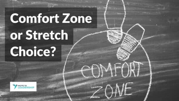 For this article by Jo Ilfeld, Executive Leadership Coach on stretch choice the image shows a chalk drawing of footprints stepping outside of a circle