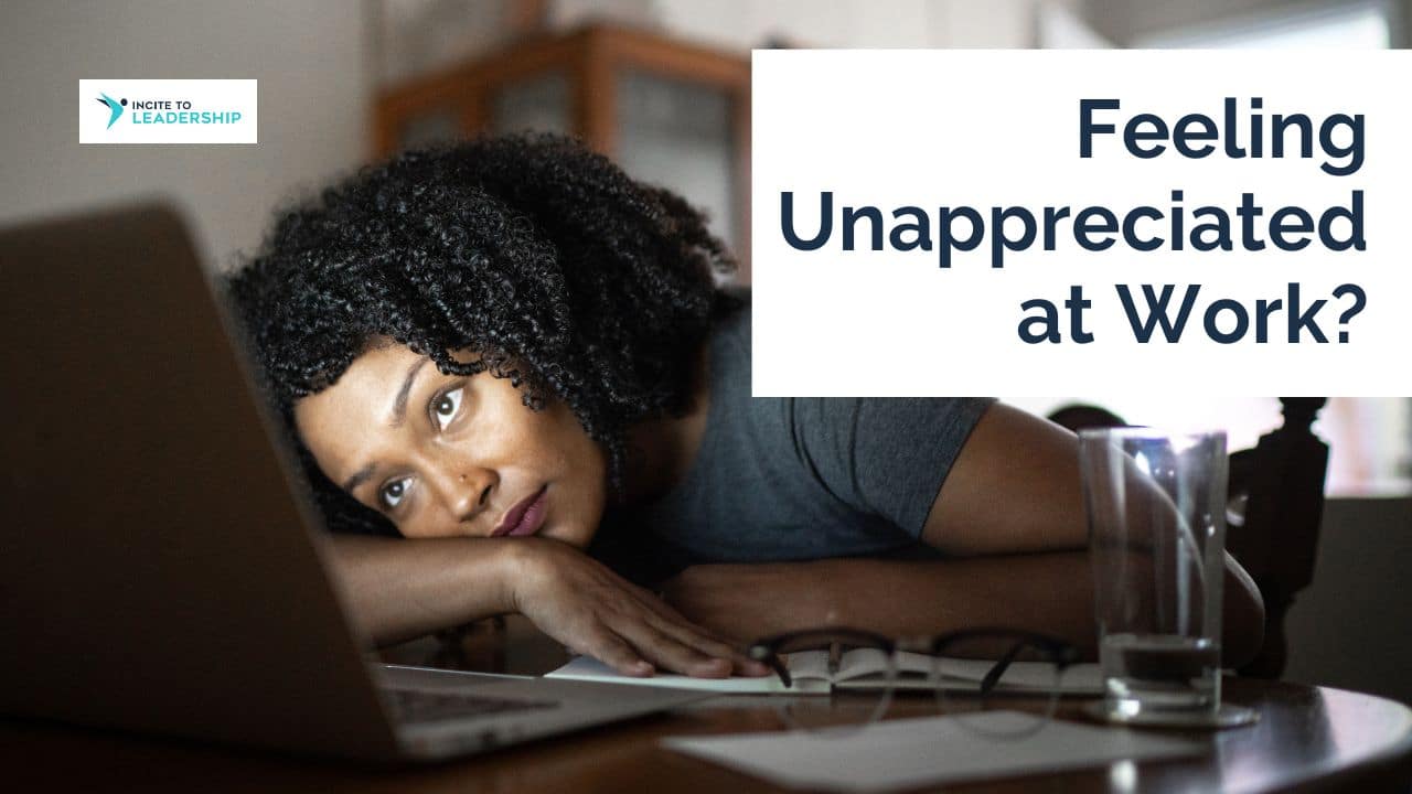 Feeling Unappreciated At Work For this article by Jo Ilfeld, Executive Leadership Coach on feeling unappreciated the image shows a disillusioned woman staring at her computer screen.