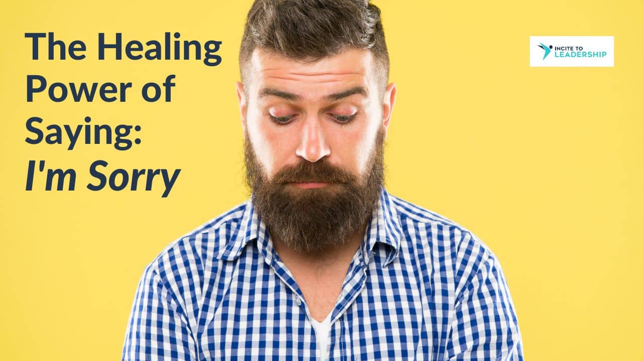 For this article by Jo Ilfeld, Executive Leadership Coach on the healing power of I'm sorry the image shows a man looking down and sad.