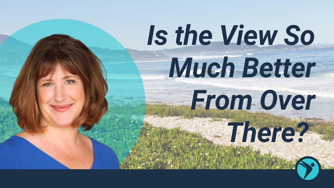 View from the Top: Is It Really Worth It? For this article by Jo Ilfeld, CEO of Incite to Leadership on the view from the top shows Jo Ilfeld on Carmel beach.